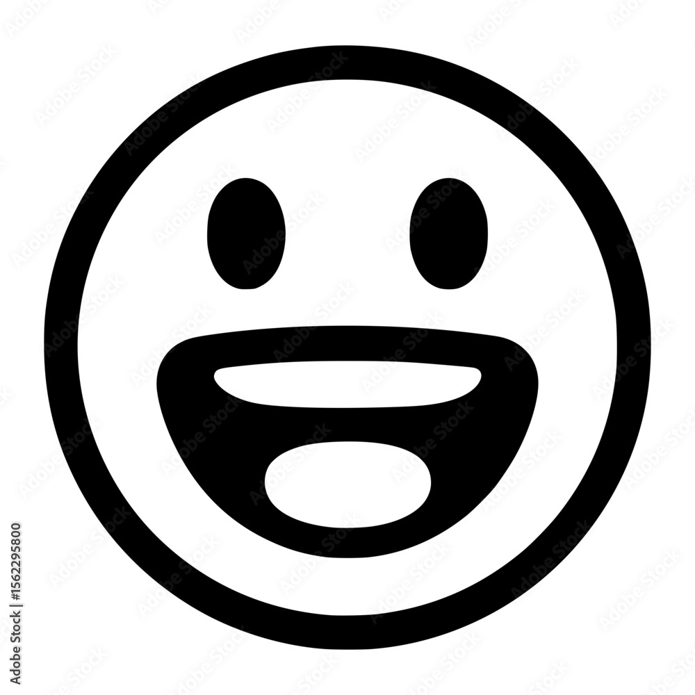 Fototapeta premium Happy Grinning Emoji Icon with Wide Open Mouth 
