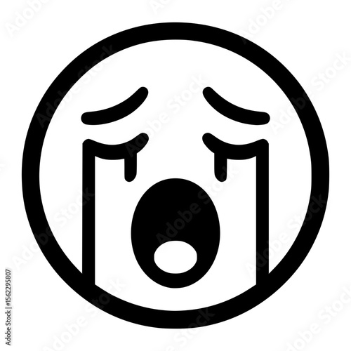 Outline Crying Face Emoji Icon
