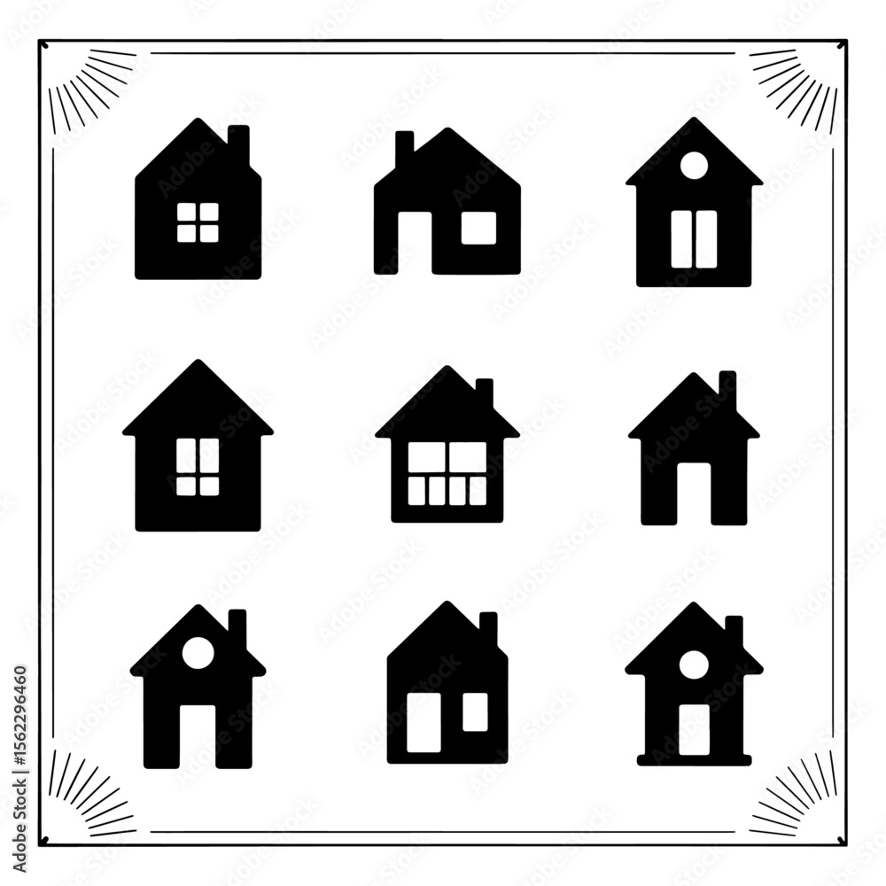Fototapeta premium Simple set of house icons in different styles