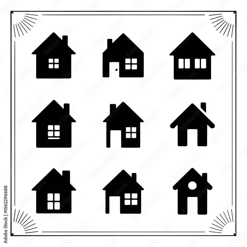 Fototapeta premium Simple set of house icons in different styles