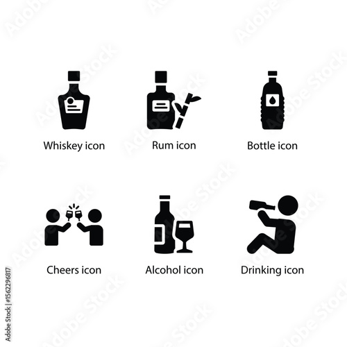 Whiskey, Rum, Bottle, Cheers, Alcohol, Drinking icon
