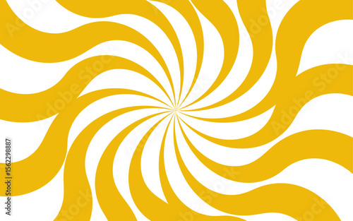 Dynamic abstract spiral design with a central focal point with wavy stripes. Hypnotic swirl radiates symmetrically sense of motion and energy. Graphic, and retro-inspired illusion of spinning or depth