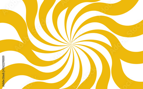 Dynamic abstract spiral design with a central focal point with wavy stripes. Hypnotic swirl radiates symmetrically sense of motion and energy. Graphic, and retro-inspired illusion of spinning or depth