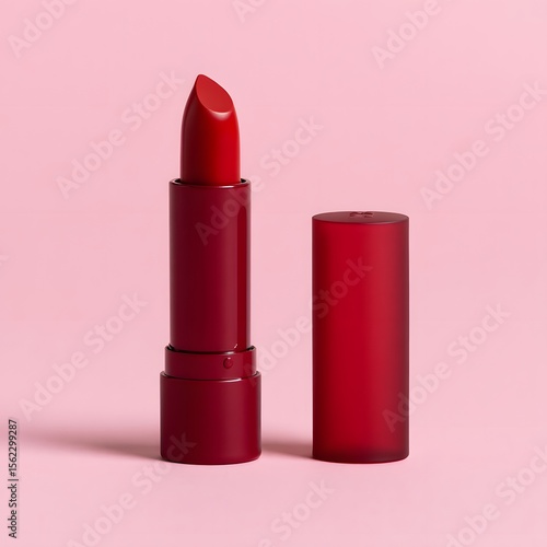 red lipstick on white background