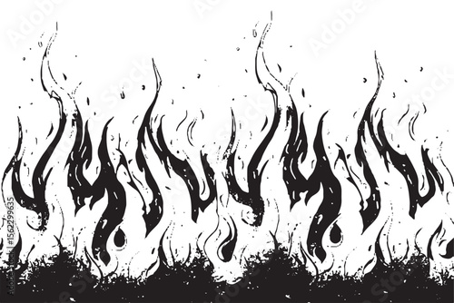 Abstract Flame Pattern in Black and White