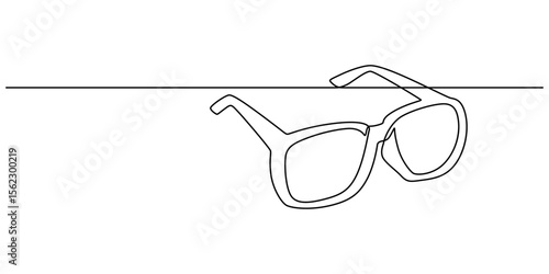 Glasses icon continuous one line drawing, Continuous line drawing of glasses. One line of eyeglasses. Eyeglasses minimalist continuous line art. Editable outline, One line eyeglasses icon vector back.