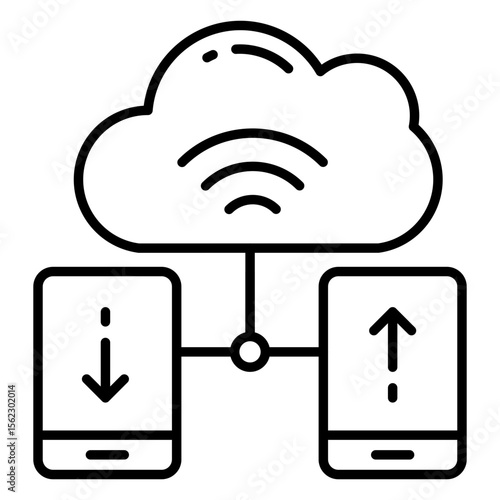Conceptual Line design icon of cloud devices