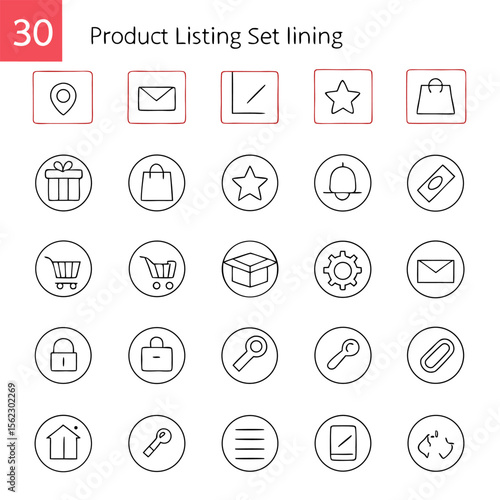 A collection of twenty four distinct outline icons arranged in a grid pattern on a white background
