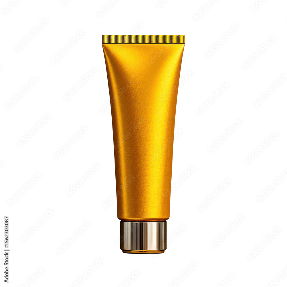 Golden Cosmetic Cream Tube Package Isolated on Transparent Background
Golden Cosmetic Cream Tube Package Isolated on Transparent Background