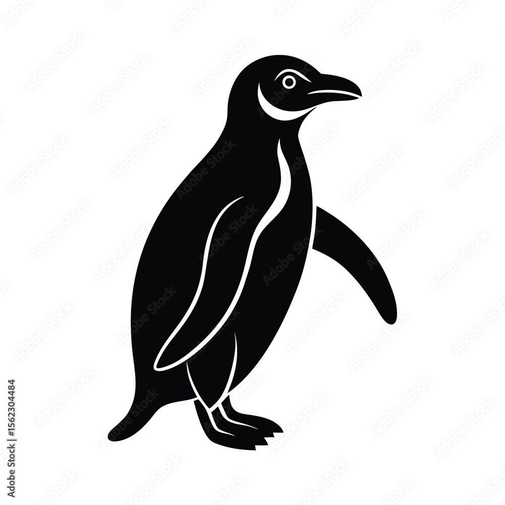 Naklejka premium Stylized penguin silhouette standing profile