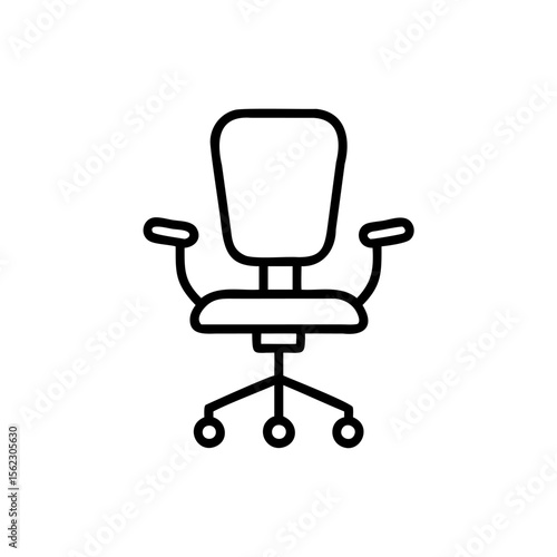 Outline office chair with backrest armrests wheels on furniture seat