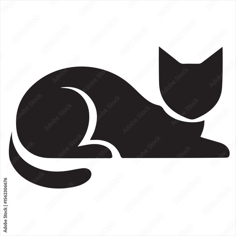 Obraz premium Minimalist Cat Logo Vector in Silhouette Style – Elegant Pet Icon for Veterinary Clinics, Pet Stores, Cat Grooming, Animal Rescue, Feline Brands, and Modern Pet Care Branding