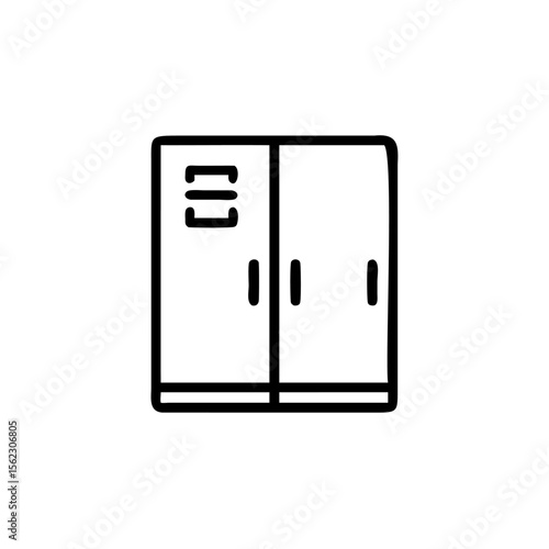 Handdrawn a closed cabinet with two doors three horizontal lines storage furniture