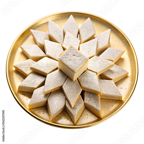 kaju katli sweet png isolated on transparent background