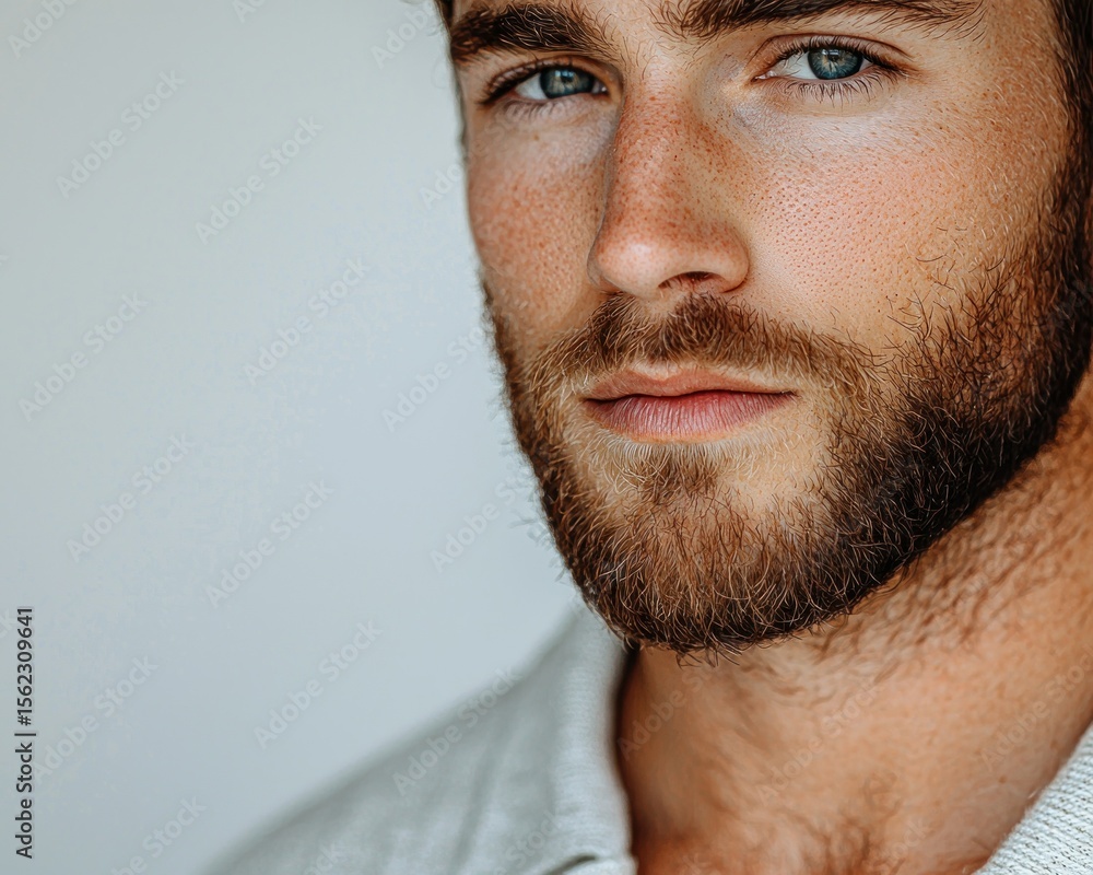 Fototapeta premium Portrait of handsome man with beard, blue eyes