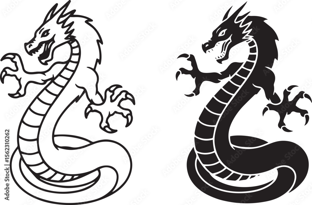 Fototapeta premium Mythical Dragon Fantasy Creature Tattoo Design