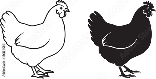 Chicken Farm Animal Icon and Silhouette