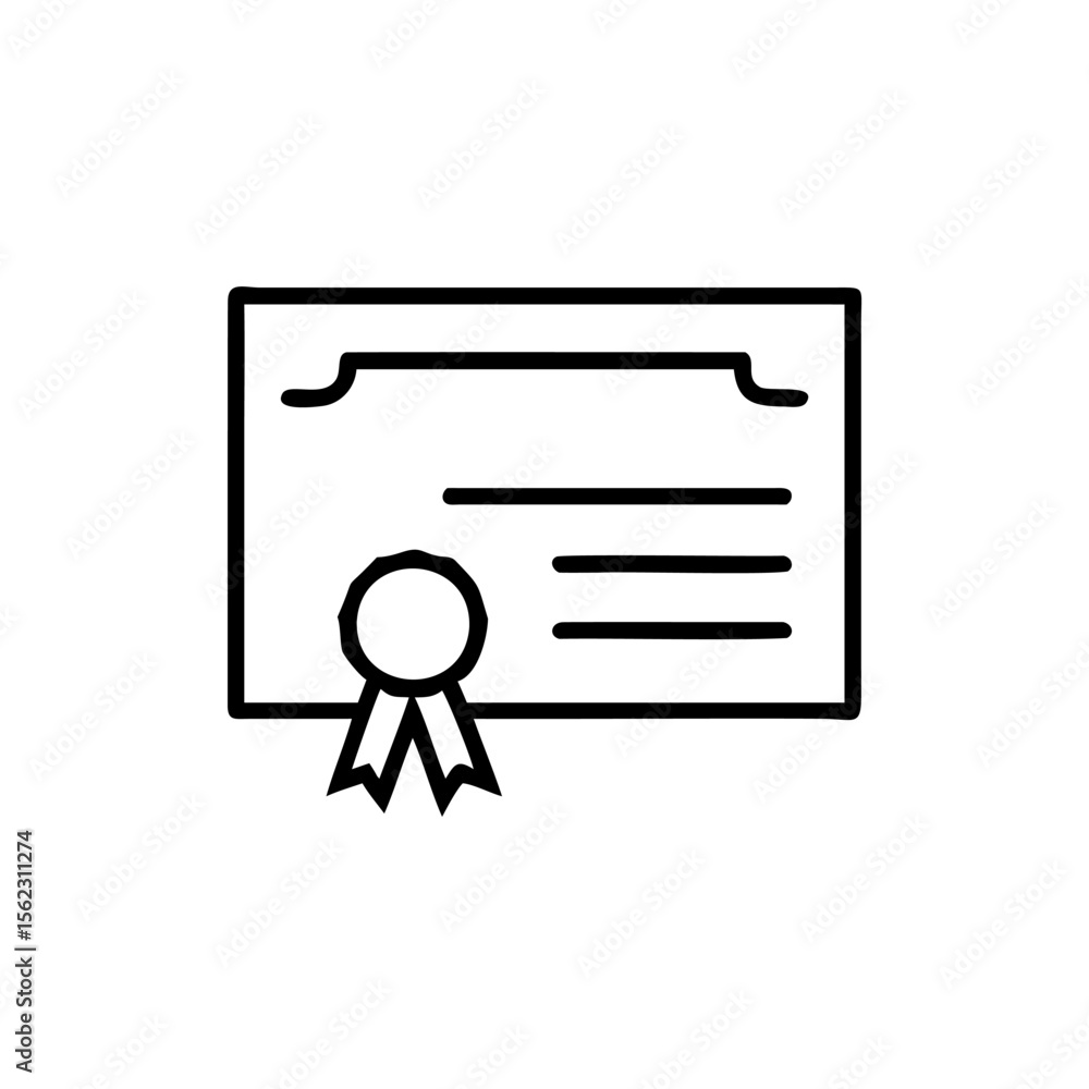 Diploma with ribbon lines on a certificate award Diploma with ribbon lines on a certificate award