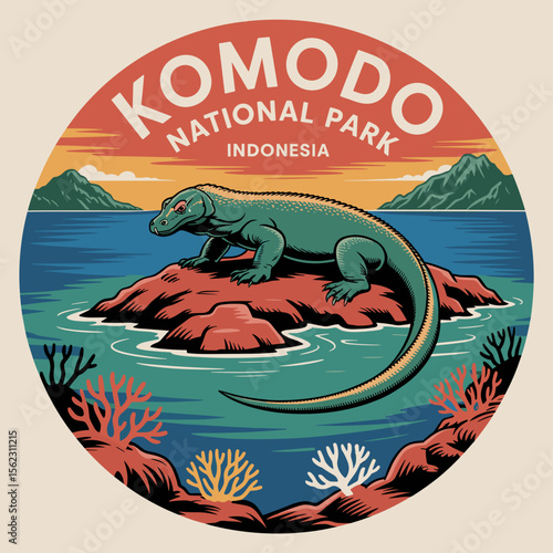 Komodo Dragon on Island – Komodo National Park Print