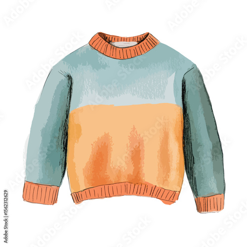 watercolor illustration of Sweater one color solid isolated