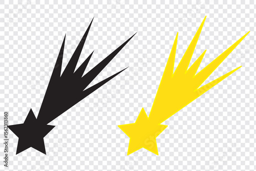 Shooting star icon, vector sing set. Black stars. Twinkle stars collection. vector illustration. Eps 10.