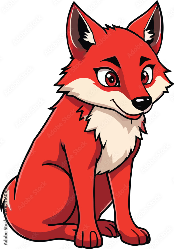 Obraz premium Cute cartoon a illustrator vector Red wolf