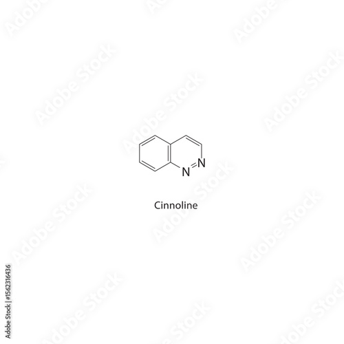 Cinnoline skeletal structure. Heterocyclic aromatic compound compound schematic illustration. Simple diagram, chemical formula.