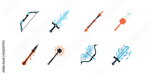 Fantasy Weapons Collection: Iconic Magic Sword, Bow, and Staff Game Assets