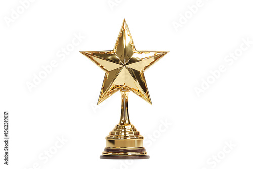 Gold star trophy award. Success, victory, achievement.