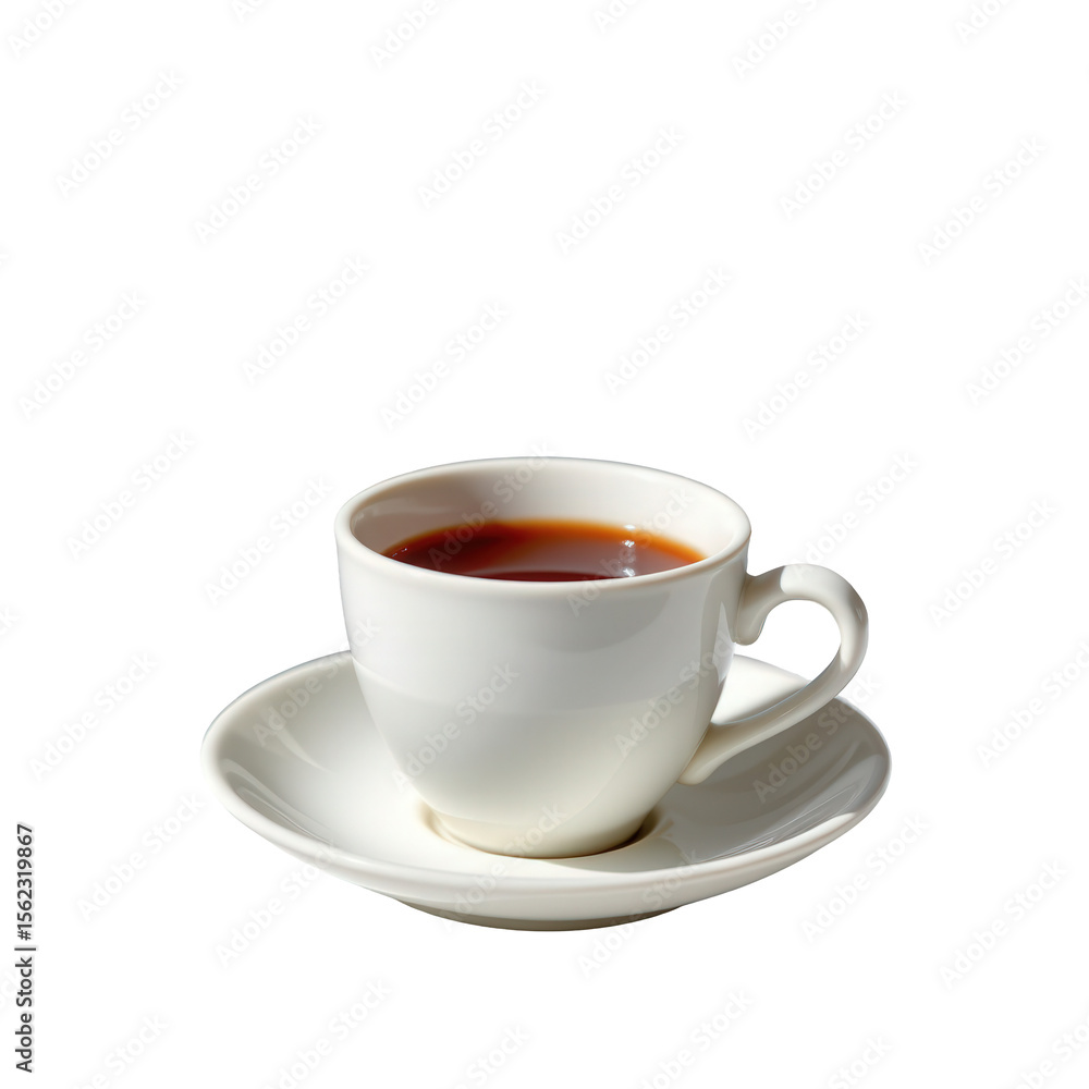 Freshly Brewed Hot Tea in a White Ceramic Cup on a Saucer Isolated on a Clean Background Freshly Brewed Hot Tea in a White Ceramic Cup on a Saucer Isolated on a Clean Background