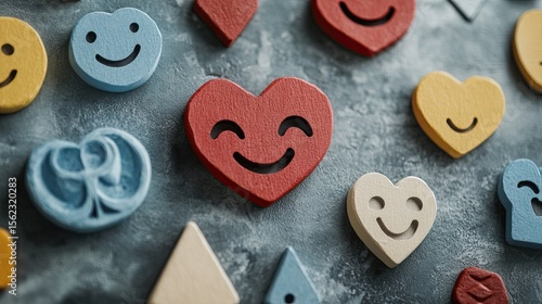 Mental health symbols on a white background, ideal for mental health awareness, self-care, and emotional well-being visuals.