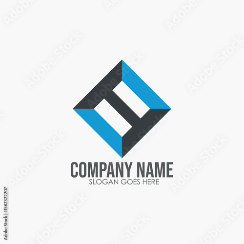 Blue gradient hexagon containing vertical bars like a skyline or building silhouette, labeled 'COMPANY' below