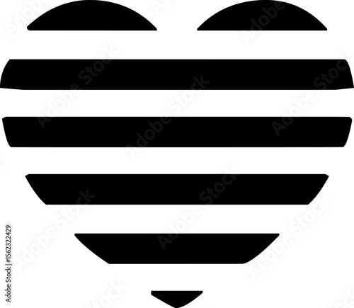 Stylized black and white heart with horizontal stripes symbolizing lovebirds and affectionate connection