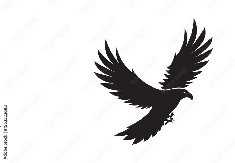 Fototapeta premium Flying Eagle Wings Wide Silhouette Vector