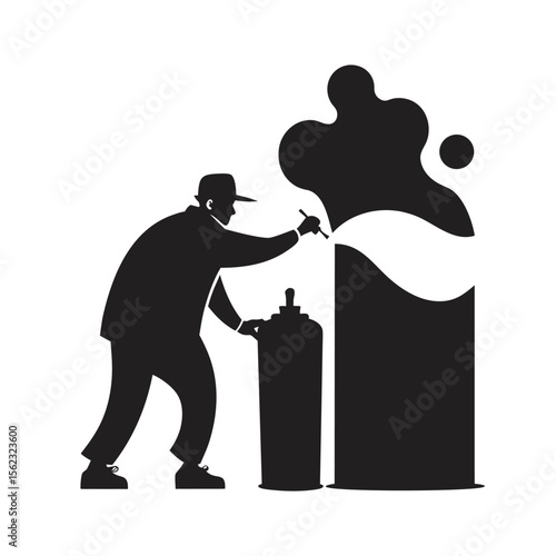 Street Artist With Spray Can Silhouette