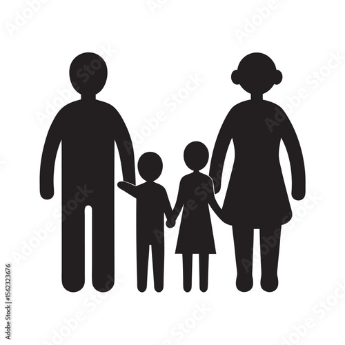 Group Family Members Holding Hands Silhouette
