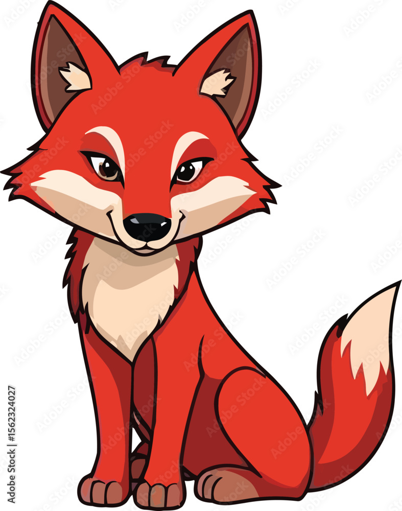 Obraz premium Cute cartoon a illustrator vector Red wolf