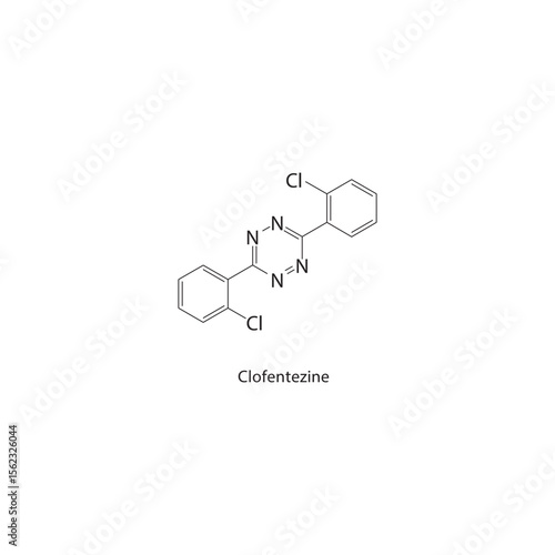 Clofentezine skeletal structure. Acaricide (pesticide) compound schematic illustration. Simple diagram, chemical formula.