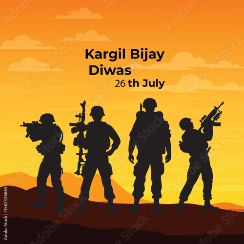 happy kargil vijay diwas. vector illustration of Indian army 