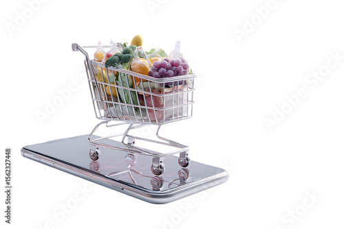 Grocery shopping cart on a smartphone screen.