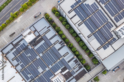 aerial view solar power station on rooftop © zhu difeng