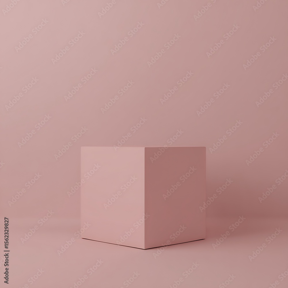 Obraz premium Simple pink cube on pink background