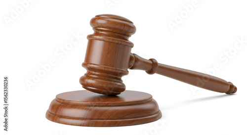 wooden gavel on white background