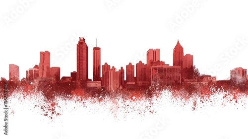 Atlanta, Georgia Skyline in Red | 4K PNG Isolated on Transparent Background | Modern City Silhouette for Graphic Design & Branding