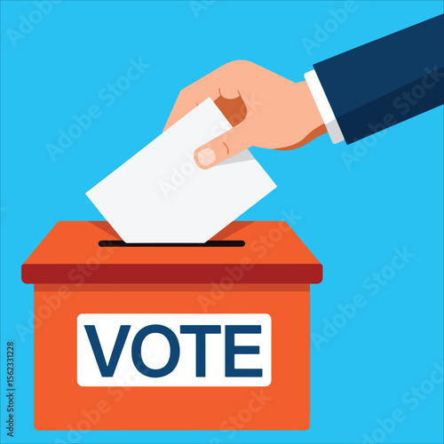 Ballot box voting hand vector. Election concept illustration for civic engagement and democracy themes.