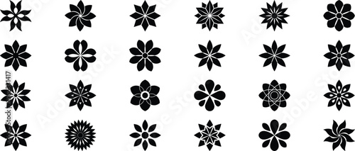 Flower mandala silhouette icons vector floral pattern design decorative ornament shape graphic art