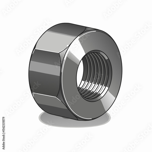 vector illustration of a cylindrical threaded nut
