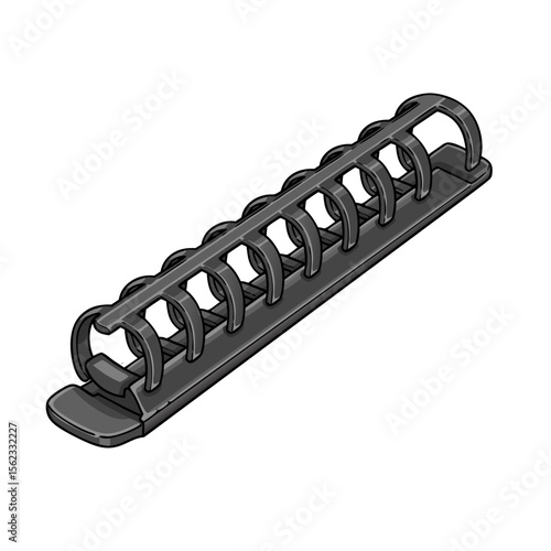 vector illustration of plastic comb for binding machine, for paper binding on transparent background
