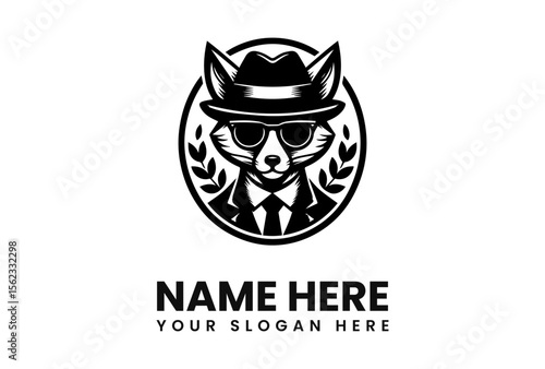 A stylized illustration depicting a fox wearing a hat, sunglasses, and suit.