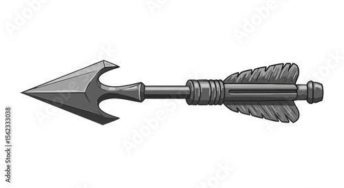 vector illustration of crossbow arrow with sharp arrowhead
